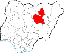 Map of Nigeria with Bauchi State highlighted